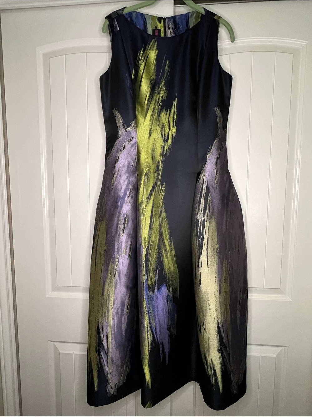 Tom and Linda Platt Brushstroke Midi Dress - Black/Navy, Lime & Purple